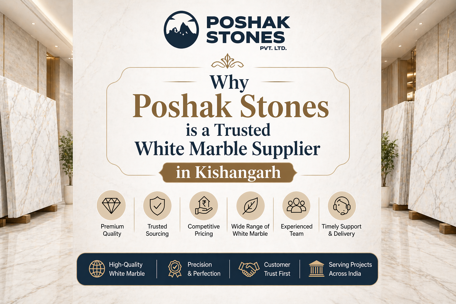 Why Poshak Stones is a Trusted White Marble Supplier in Kishangarh